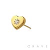 316L SURGICAL STEEL THREADLESS PUSH IN CLEAR CENTER CZ HEART TOP PART